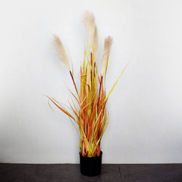 Cây cảnh giả- cây bông cỏ lau vàng giả