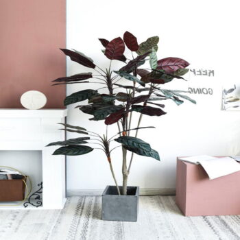 Cây Lá Môn Giả Để Bàn, Tủ Kệ Góc Làm Việc [45cm]