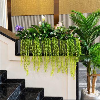 Bồn cây tiểu cảnh giả xanh mướt, tươi mới trang trí nội thất
