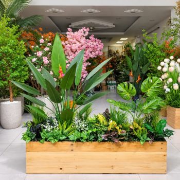 Bồn cây chuối tiểu cảnh giả cao 1m4 đa sắc màu, đẹp mắt trang trí nội thất