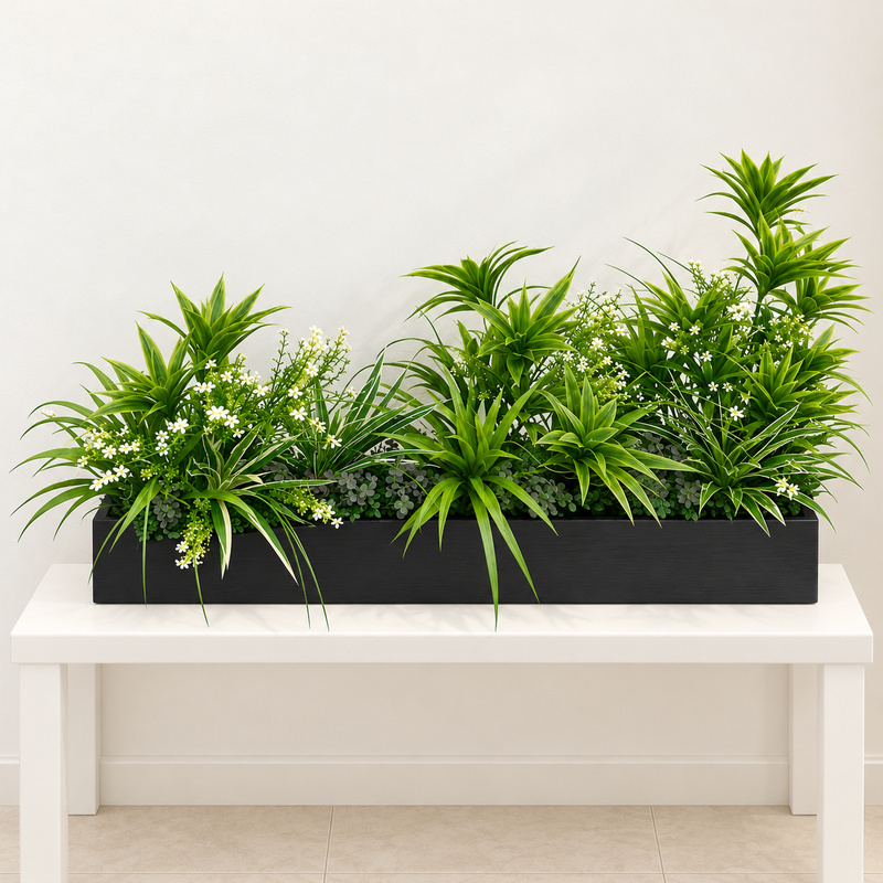 Bồn Cây Thủy Trúc Giả Trang Trí Cửa Hàng, Studio, Tiệm Quán, Văn Phòng, Nhà Cửa – Dài 1m2 – Mã: PN-CG0182