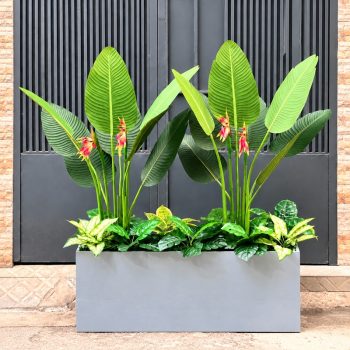 Bồn cây chuối thiên điểu giả cao 1m5 trang trí nội thất tươi mát, sang trọng