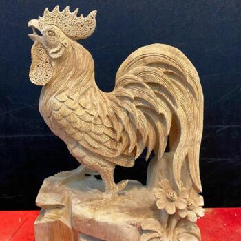 Tượng Gà Trống Bằng Gỗ Ngọc Am