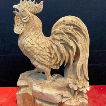 Tượng Gà Trống Bằng Gỗ Ngọc Am