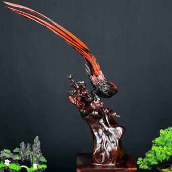 Tượng Gỗ Chim Trĩ Khắc Thủ Công Từ Gỗ Trắc Đỏ Đen