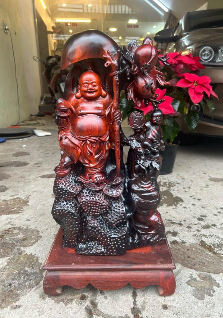 Tượng Gỗ Cụ Di Lạc Gỗ Trắc Hàng Liền Khối (1)