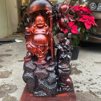 Tượng Gỗ Cụ Di Lạc Gỗ Trắc Hàng Liền Khối