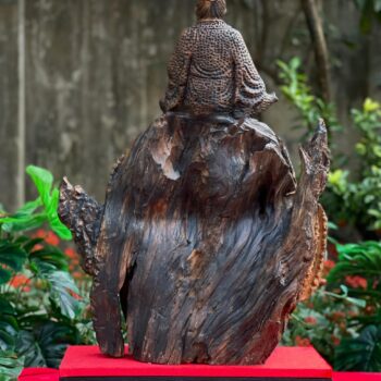 Tượng Gỗ Thần Trà Điêu Khắc Thủ Công Từ  Gỗ Bách Xanh Mộc Châu