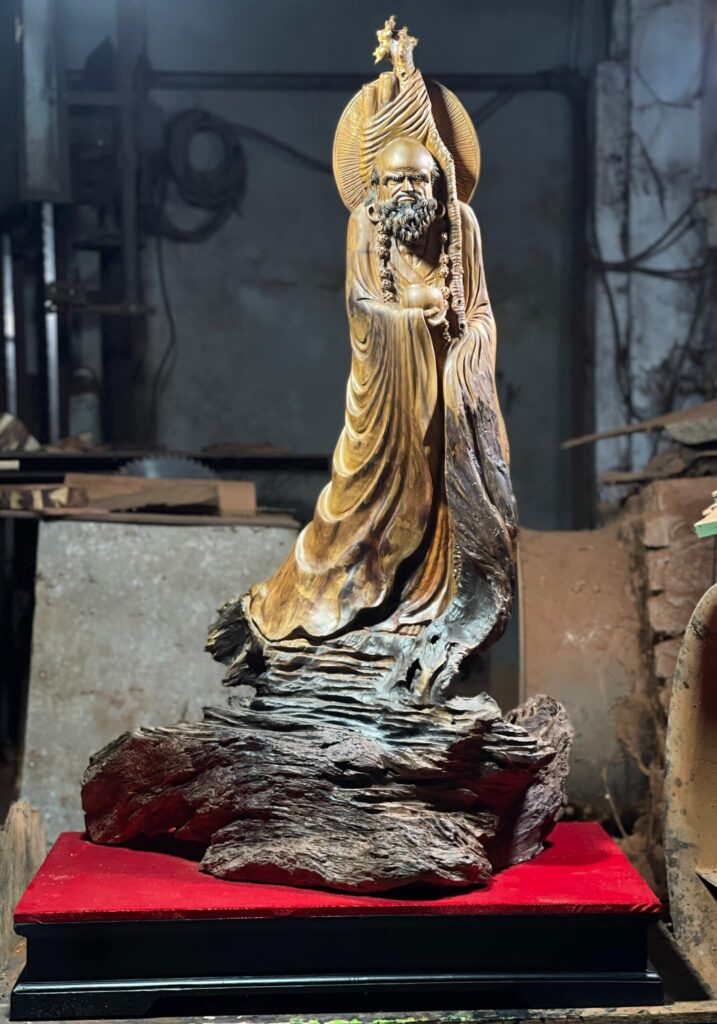 Tượng Gỗ Đạt Ma Điêu Khắc Thủ Công Từ Gỗ Bác Xanh Mộc Châu