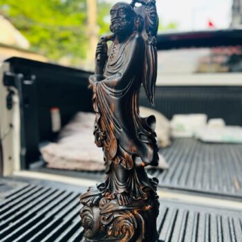 Tượng Gỗ Đạt Ma Khắc Thủ Công Từ Gỗ Mun Hoa Liền Khối