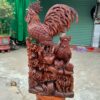 Tượng gỗ gia đình gà khắc thủ công từ gỗ ngọc am