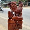 Tượng gỗ gia đình gà khắc thủ công từ gỗ ngọc am