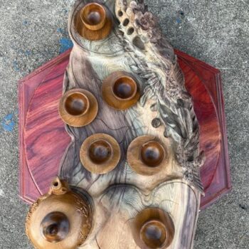 Tượng Gỗ Khay Trà Được Khắc Thủ Công Bằng Gỗ Ngọc Am Hà Giang