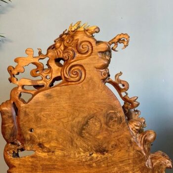 Tượng Gỗ Nhất Long Bảo Châu Điêu Khắc Thủ Công Từ Gỗ Nu Hương