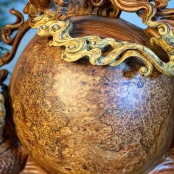 Tượng Gỗ Nhất Long Bảo Châu Điêu Khắc Thủ Công Từ Gỗ Nu Hương