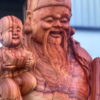 Tượng Gỗ Tam Đa Điêu Khắc Thủ Công Bằng Gỗ Trắc Dây