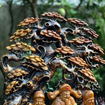 Tượng Gỗ Tam Tam Đa Phúc Lộc Thọ Điêu Khắc Thủ Công Từ Gỗ Gù Hương ( Xá Xị)