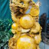 Tượng Gỗ Nhất Long Nhả Ngọc Điêu Khắc Từ Gỗ Nu Kháo Vàng