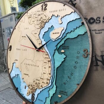 Đồng Hồ Treo Tường Bản Đồ Việt Nam Bằng Gỗ – Mã Sản Phẩm PNW 001