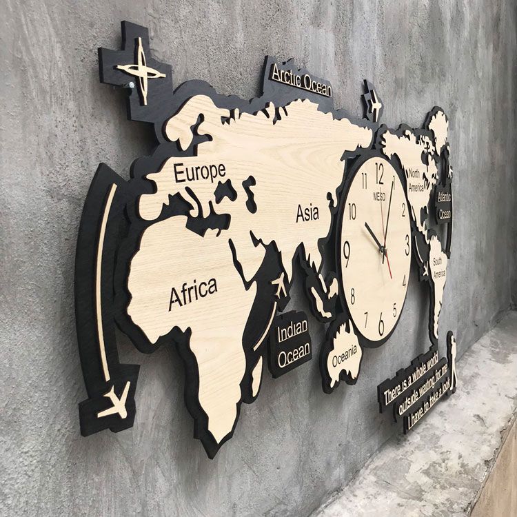 Đồng Hồ Bản Đồ Thế Giới Treo Tường – Mã: PNW 027