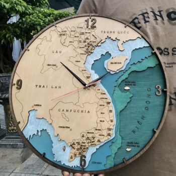 Đồng Hồ Treo Tường Bản Đồ Việt Nam Bằng Gỗ – Mã Sản Phẩm PNW 001