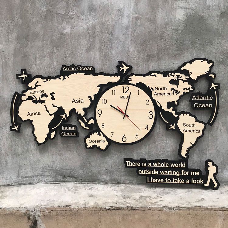Đồng Hồ Bản Đồ Thế Giới Treo Tường – Mã: PNW 027