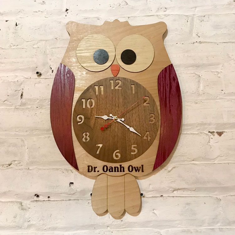 Đồng Hồ Gỗ Treo Tường Hình Cú Mèo – Mã: PNW 015