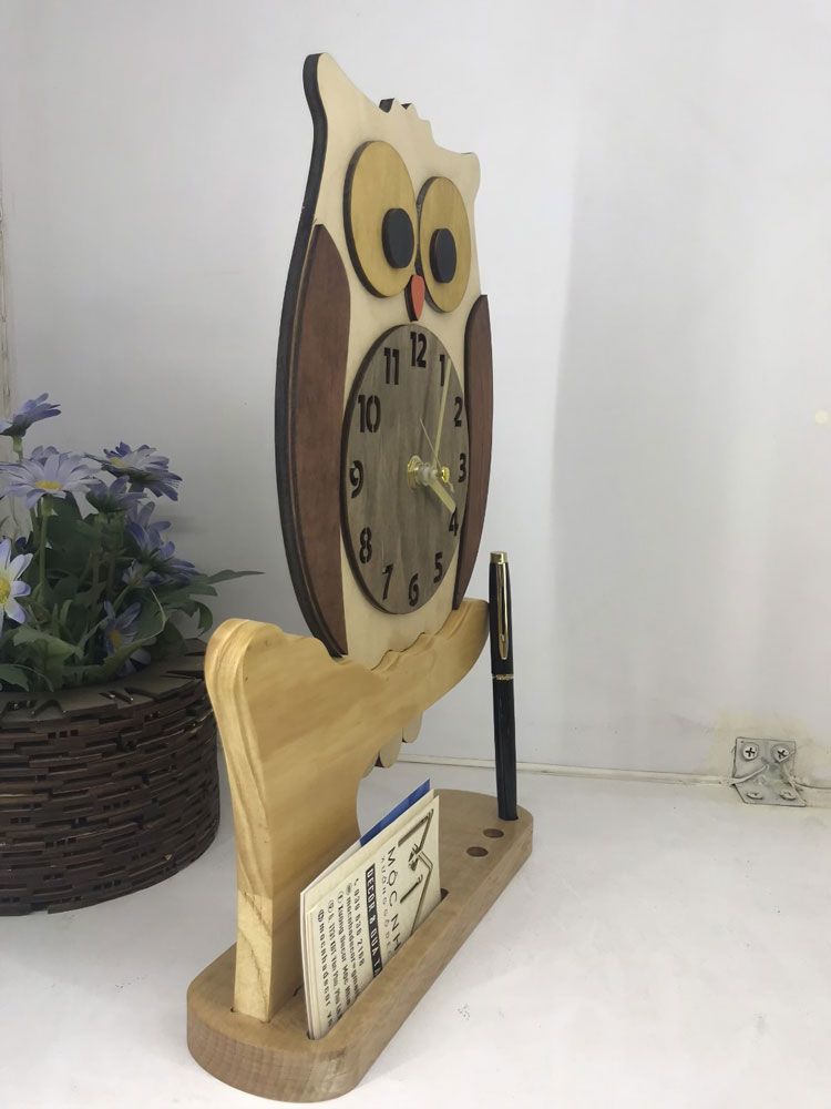 Đồng Hồ Gỗ Để Bàn Hình Chim Cú Mèo – Mã: DB 001