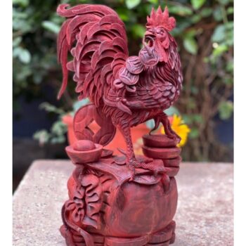 Tượng Gà Đứng Bao Tiền Tài Lộc – Gỗ Quý Vương Mộc Tử Đàn Tím – TPTG 09