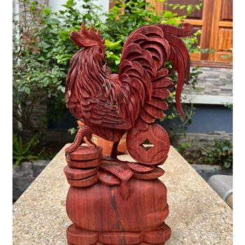Tượng Gà Đứng Bao Tiền Tài Lộc – Gỗ Quý Vương Mộc Tử Đàn Tím – TPTG 09
