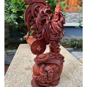 Tượng Gà Đứng Bao Tiền Tài Lộc – Gỗ Quý Vương Mộc Tử Đàn Tím – TPTG 09