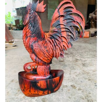 Tượng Gà Trống Nhất Kê Phong Thủy – Gỗ Trắc Đỏ Đen Tuyệt Đẹp – TPTG 07