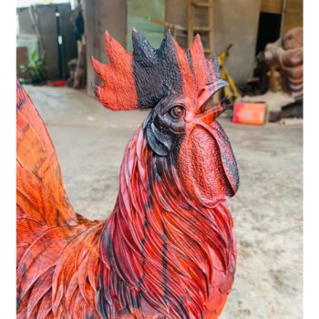 Tượng Gà Trống Nhất Kê Phong Thủy – Gỗ Trắc Đỏ Đen Tuyệt Đẹp – TPTG 07