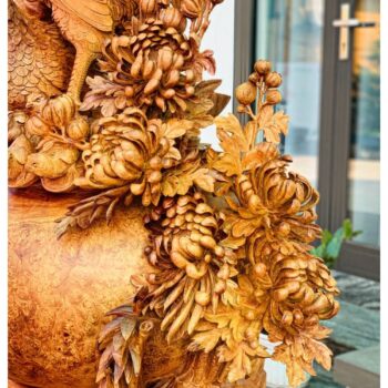 Tượng Gia Đình Gà 4 Mùa Sung Túc – Gỗ Nu Hương Tuyệt Phẩm Cao 120cm – TPTG 05