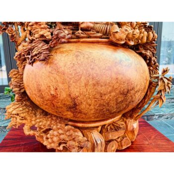Tượng Gia Đình Gà 4 Mùa Sung Túc – Gỗ Nu Hương Tuyệt Phẩm Cao 120cm – TPTG 05