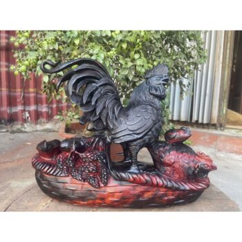 Tượng Gia Đình Gà Hạnh Phúc – Gỗ Trắc Đỏ Đen – TPTG 03