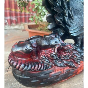 Tượng Gia Đình Gà Hạnh Phúc – Gỗ Trắc Đỏ Đen – TPTG 03