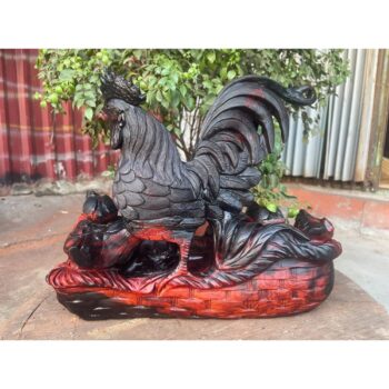 Tượng Gia Đình Gà Hạnh Phúc – Gỗ Trắc Đỏ Đen – TPTG 03