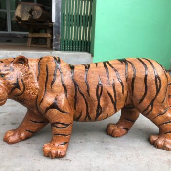 Tượng Con Hổ Gỗ Hương – Tượng Hổ Phong Thủy Trấn Thạch Dài 56cm – TPT 01