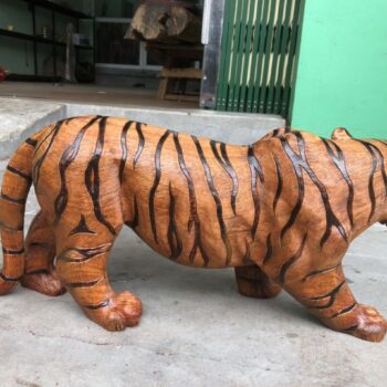 Tượng Con Hổ Gỗ Hương – Tượng Hổ Phong Thủy Trấn Thạch Dài 56cm – TPT 01