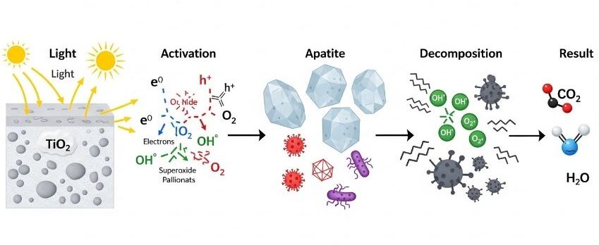 Cơ chế hoạt động của quang xúc tác trong việc phân hủy các chất độc hại