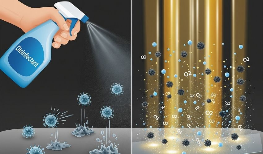 Sự khác biệt giữa quang xúc tác và các chất khử trùng thông thường